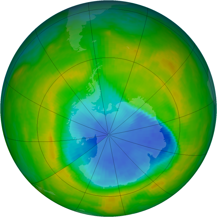 Antarctic ozone map for 22 November 1989